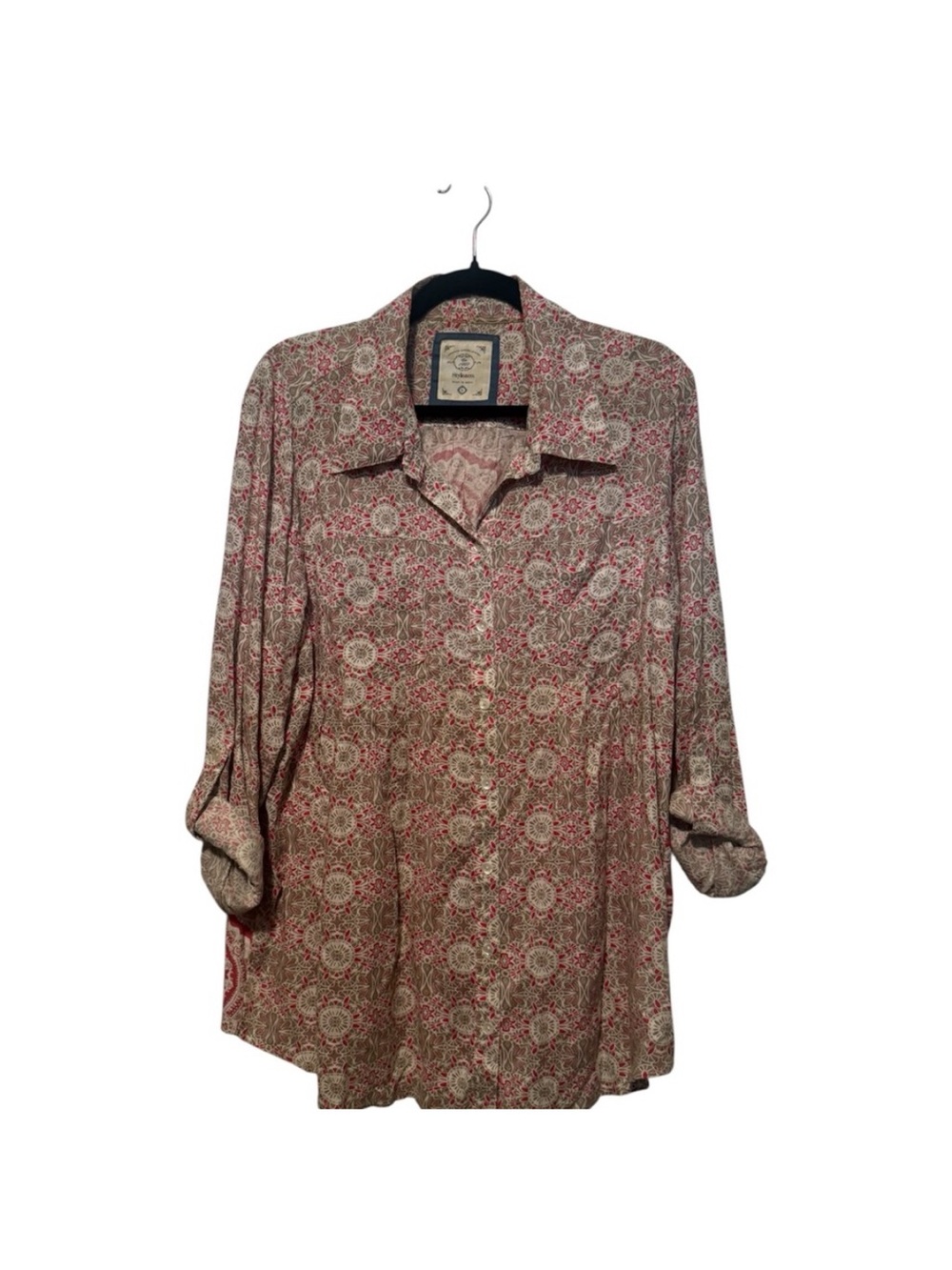 Style & Co. Printed Button-Down Shirt in Red and Cream